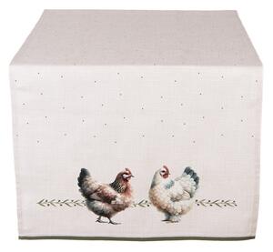 Béžový bavlnený behúň so sliepočkami Barnyard Chicken - 50*140 cm - Clayre & Eef