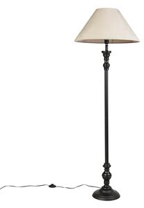 Stojacia lampa čierna s velúrovým tienidlom taupe 55 cm - Classico