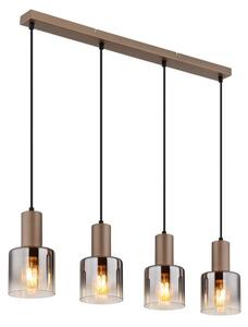 Závesné svietidlo 4x E27 kávová, dymová IP20 GLOBO lighting WALTON 54318-4H