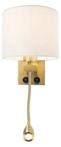 Nástenná lampa v štýle art deco zlatá s bielym tienidlom - Brescia