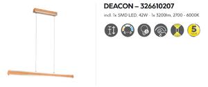 Závesné svietidlo DEACON LED42W, 2700-6000K, Natur/Al