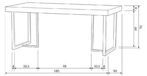 MUZZA Jedálenský stôl manero 180 x 90 cm tmavo hnedý