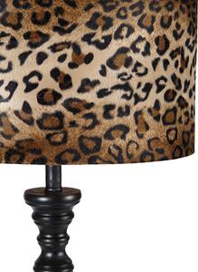 Stojacia lampa čierna s tienidlom leopard 40 cm - Classico