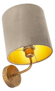 Vintage nástenné svietidlo zlaté so zamatovým odtieňom taupe - matné