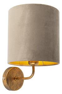Vintage nástenné svietidlo zlaté so zamatovým odtieňom taupe - matné