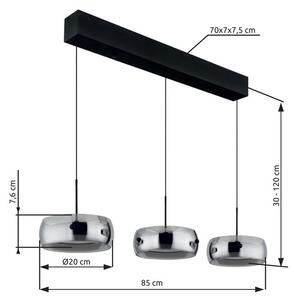 Závesné svietidlo LED 3000K čierna, dymová IP20 GLOBO lighting LIVION 16058-3