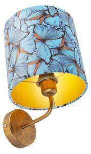 Vintage nástenné svietidlo zlaté s odtieňom zamatového motýľa - matné