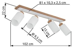 Stropné bodové svietidlo / spot 4x E27 drevo, opálová IP20 GLOBO lighting ROWENA 15977-4