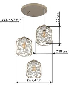 Závesné svietidlo 3x E27 piesková IP20 GLOBO lighting DICHTI 15965-3HR