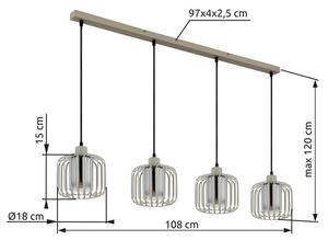 Závesné svietidlo 4x E27 piesková IP20 GLOBO lighting ALFRED 15758-4H
