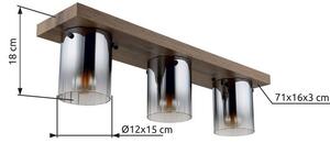 Stropné svietidlo 3x E27 drevo, dymová IP20 GLOBO lighting UNDERWOOD 15915-3