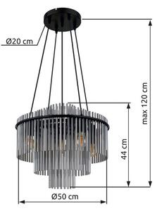 Závesné svietidlo 5x E27 čierna, dymová IP20 GLOBO lighting GORLEY 15698H1