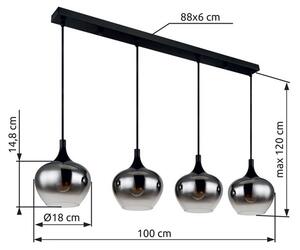 Závesné svietidlo 4x E27 čierna, dymová IP20 GLOBO lighting MAXY 15548-4H