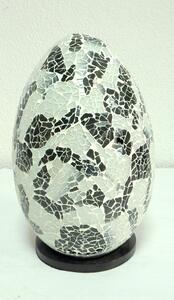 Stolná lampa EGG, čierno/biela, 30 cm, ručná práca, mozaika
