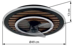Stropný ventilátor so svetlom LED 2700–6000K čierna, opálová IP20 GLOBO lighting TREVINO 03668 časovač