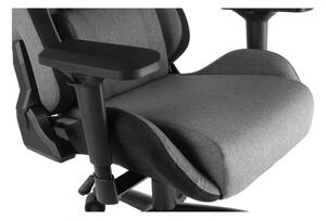 Herná stolička IRON XXL — látka, čierna / sivá, nosnosť 140 kg