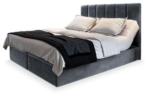 Manželská boxspring posteľ s úložným priestorom Barino 140x200 - tmavosivá