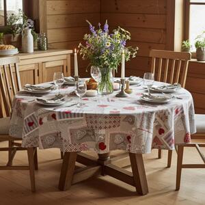 Okrúhly obrus patchwork červené srdiečka Farba Červená Rozmery Kruh Ø 140 cm