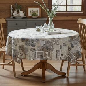 Okrúhly obrus patchwork šedohnedé srdiečka Farba Šedohnedá Rozmery Kruh Ø 140 cm