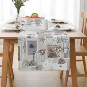 Behúň na stôl patchwork šedohnedé srdiečka Farba Šedohnedá Rozmery 20x120 cm