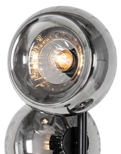 Stojacia lampa Art Deco čierna s dymovým sklom 3-svetlá - Ayesha