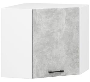 Ak furniture Rohová závesná kuchynská skrinka Olivie W 60 cm biela/betón