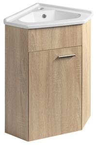 Aqualine Aqualine, ZOJA rohová umývadlová skrinka 39x74x39cm, dub platin, 50346