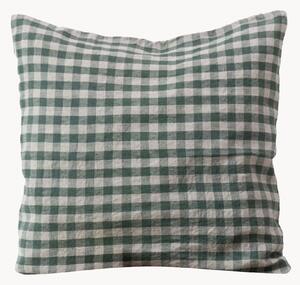 Ľanový poťah na vankúš Forest Green Gingham