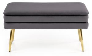 Prešívaná lavica s úložným priestorom VELVA 37x78 cm šedá/zlatá