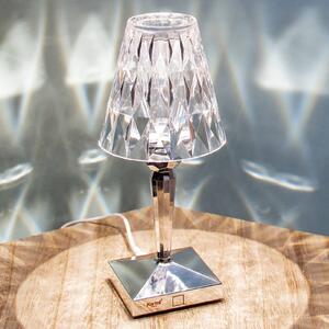 Kartell LED stolová lampa na batérie Batéria, 26 cm, chrómová farba, IP54