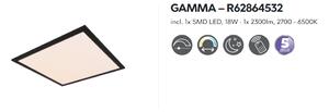 Stropné svietidlo GAMMA Black, LED18W, 2700K - 6500K, L45cm