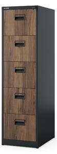 Kovová kartotéka, 5 zásuviek SARA V5, 460 x 1630 x 620 mm, Eco Design: antracitová/ orech