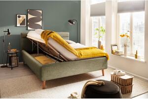 Zelená čalúnená dvojlôžková posteľ s úložným priestorom s roštom 180x200 cm Lotte - Meise Möbel