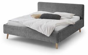 Tmavosivá čalúnená dvojlôžková posteľ s úložným priestorom s roštom 160x200 cm Mattis - Meise Möbel