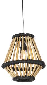 Orientálne závesné svietidlo bambusové s čiernou 32 cm - Evalin