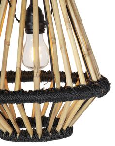 Orientálne závesné svietidlo bambusové s čiernou 32 cm - Evalin