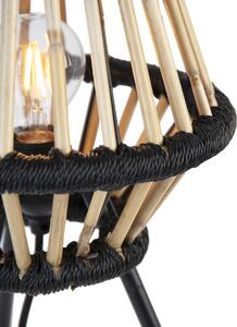 Vidiecka statívová stolná lampa bambusová s čiernym - Evalin