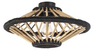 Orientálne stropné svietidlo bambusové s čiernym 46 cm - Evalin
