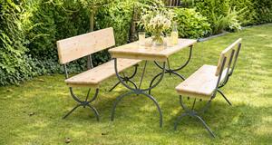 Pivný set DE LUX II 180x60cm - masív borovice - stôl + lavice s opierkou