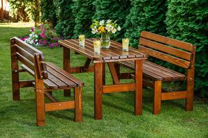 Pivný set MASIV 150x70cm - masív smrek - stôl + lavica s opierkou