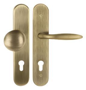 Bezpečnostné kovanie TWIN DAVID NICOL bez prekrytky (Mosadz bronz), kľučka ľavá / guľa, Otvor na cylindrickú vložku PZ, Twin ABR (mosadz patinovaná), 72 mm
