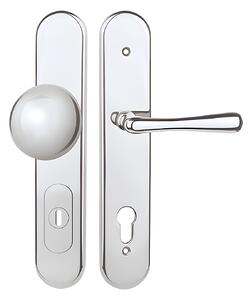 Bezpečnostné kovanie TWIN DAVID ELEGANT s prekrytkou (Chróm lesklý), kľučka pravá / guľa, PZ PLUS s otvorem pro vložku, Twin CH (chróm lesklý), 90 mm