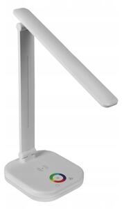 Stmievateľná stolná lampa LED RGBW s bezdrôtovým nabíjaním, 7W/5V USB, biela