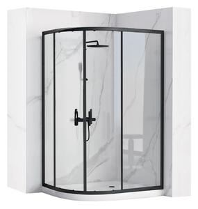 Rea Look sprchovací kút 90x90 cm polkruhová čierna polomatné/priehľadné sklo REA-K7903