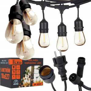 LED vonkajšia dekoratívna svetelná reťaz 10xE27/1W/230V 6,44 m IP44 čierna