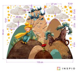 INSPIO-textilná prelepiteľná nálepka - Samolepky kopcov na stenu - Malý Princ