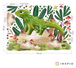 INSPIO-textilná prelepiteľná nálepka - Nálepka na stenu - Lesný drak Foresta