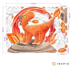 INSPIO-textilná prelepiteľná nálepka - Nálepka na stenu - Ohnivý drak Ardor