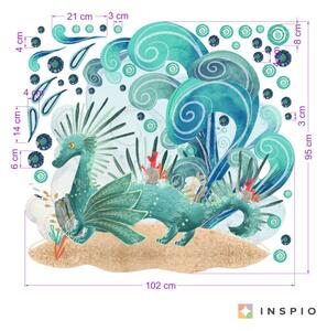 INSPIO-textilná prelepiteľná nálepka - Nálepka na stenu - Podmorský drak Aqua