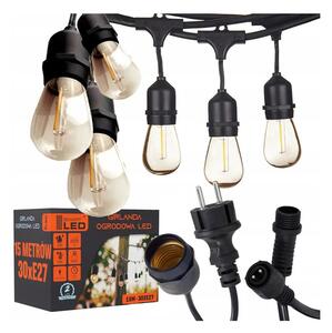 LED vonkajšia dekoratívna reťaz 15xE27/1W/230V 15,94 m IP44 čierna